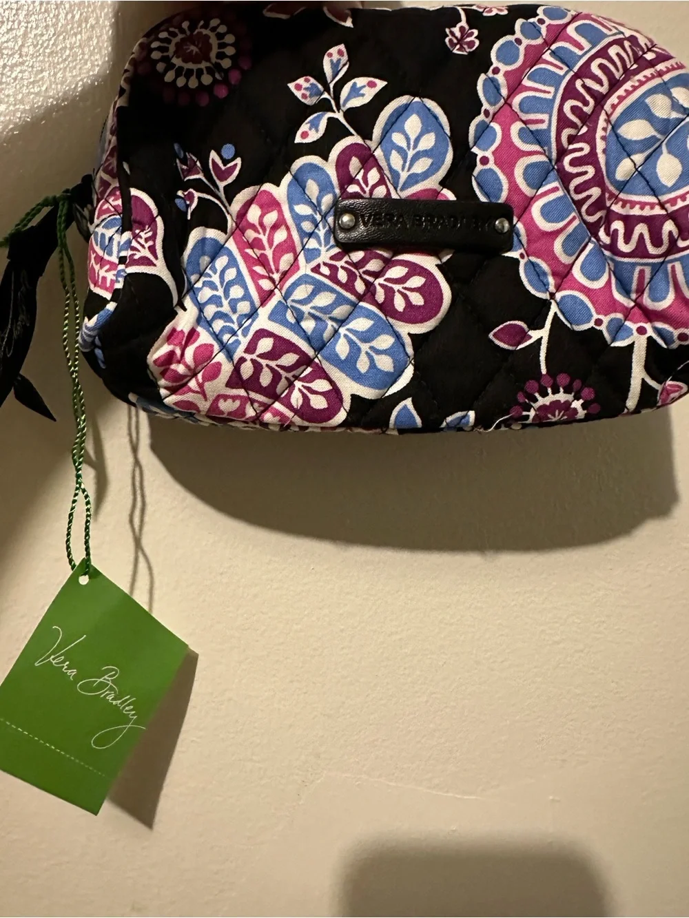 NWT Small Zip Cosmetic Pouch - Alpine Floral (Black). 5”H x 6.6”W.